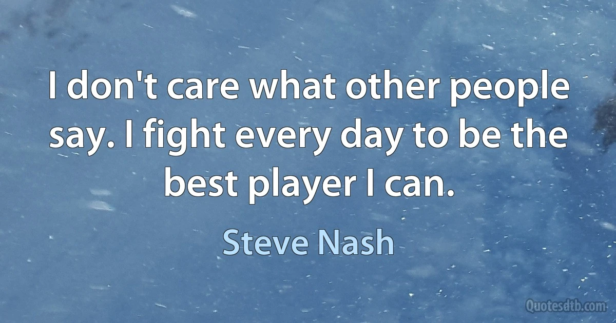 I don't care what other people say. I fight every day to be the best player I can. (Steve Nash)