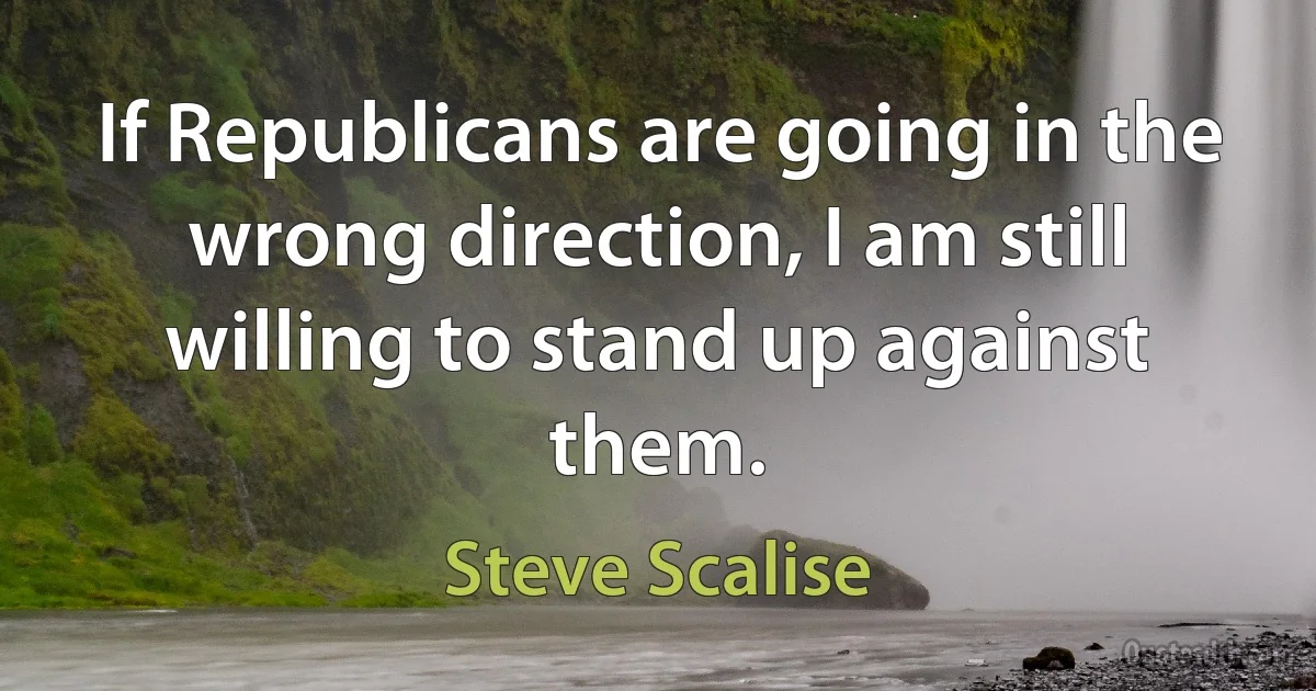 If Republicans are going in the wrong direction, I am still willing to stand up against them. (Steve Scalise)