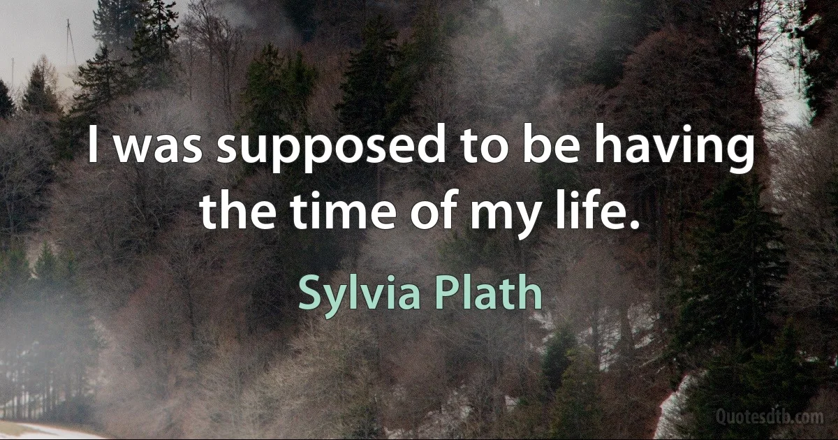 I was supposed to be having the time of my life. (Sylvia Plath)