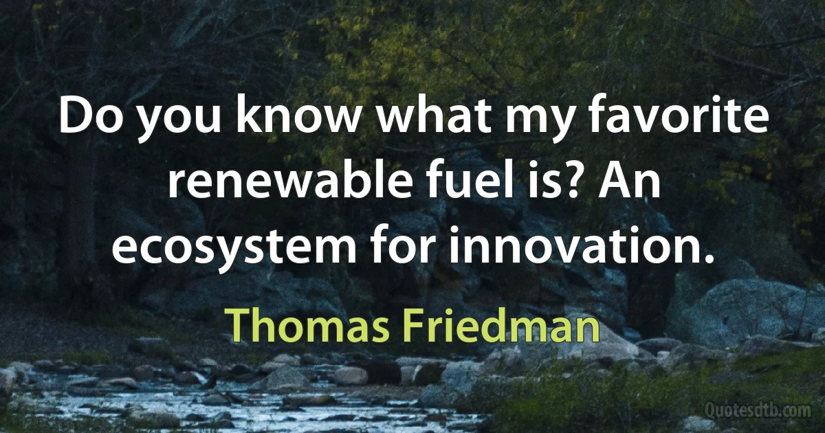 Do you know what my favorite renewable fuel is? An ecosystem for innovation. (Thomas Friedman)