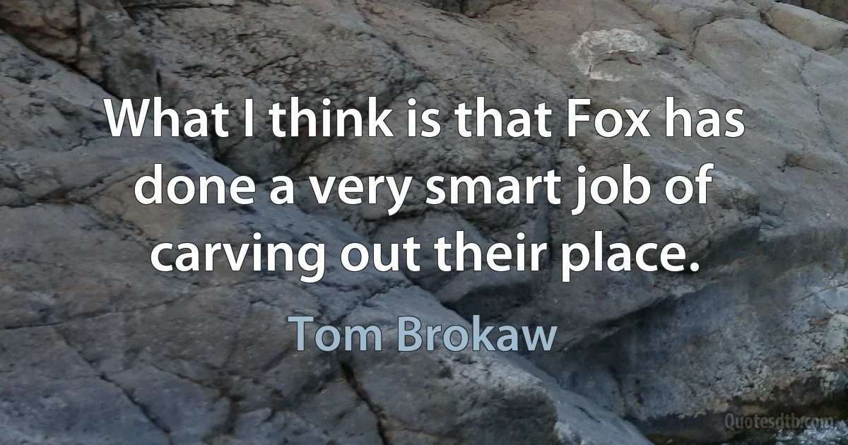 What I think is that Fox has done a very smart job of carving out their place. (Tom Brokaw)