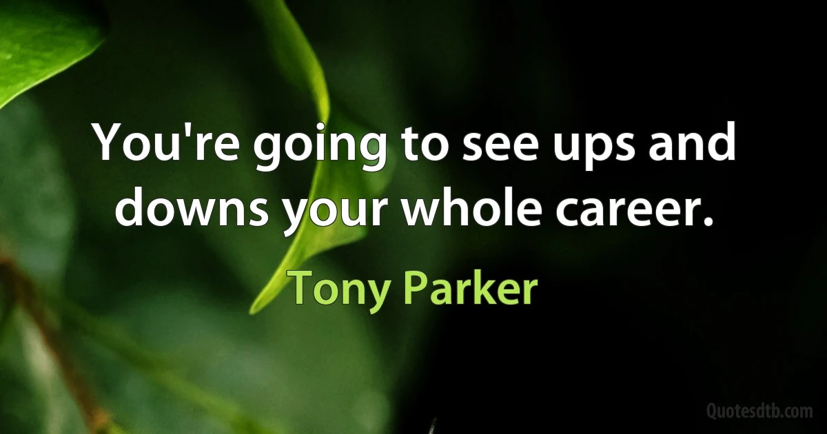 You're going to see ups and downs your whole career. (Tony Parker)