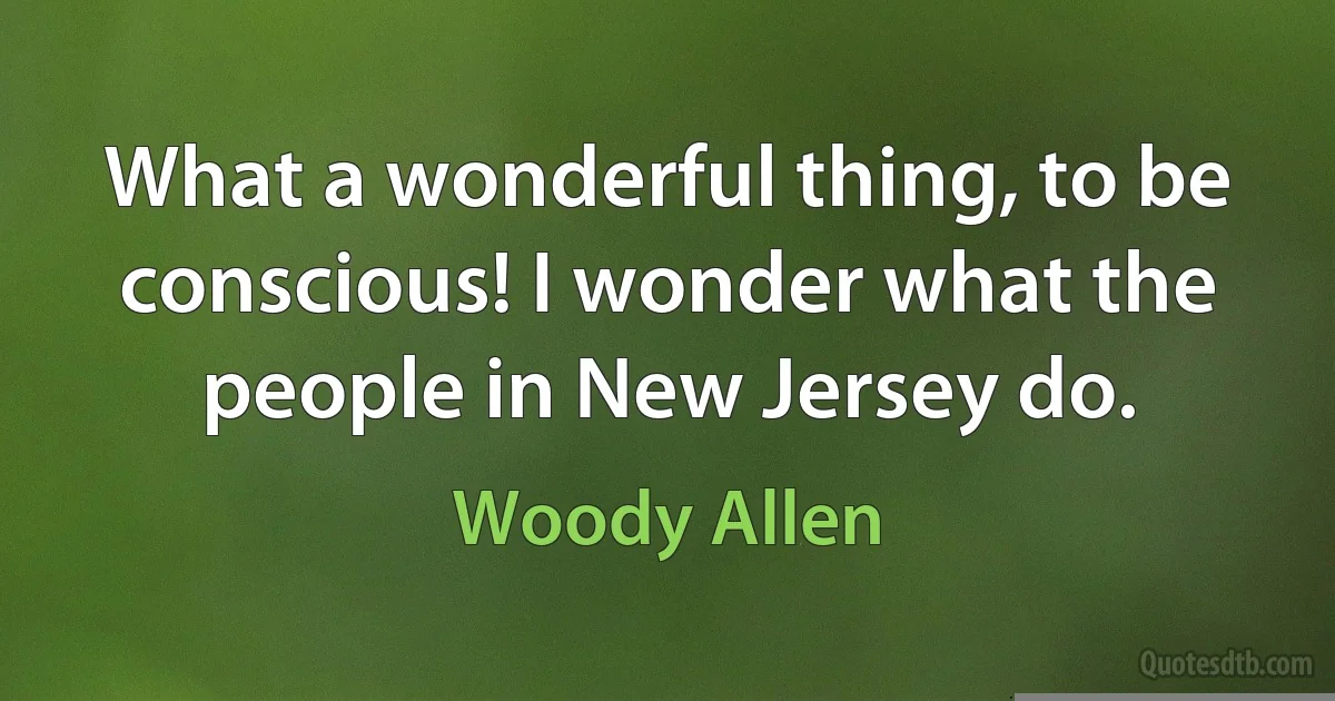 What a wonderful thing, to be conscious! I wonder what the people in New Jersey do. (Woody Allen)