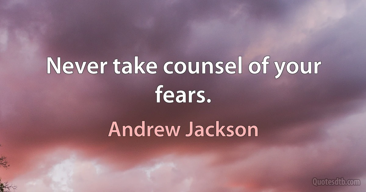 Never take counsel of your fears. (Andrew Jackson)