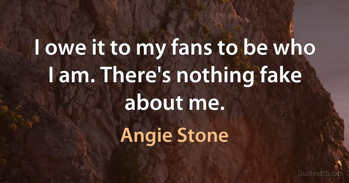 I owe it to my fans to be who I am. There's nothing fake about me. (Angie Stone)