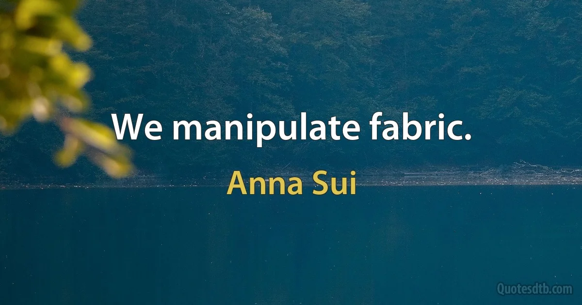 We manipulate fabric. (Anna Sui)