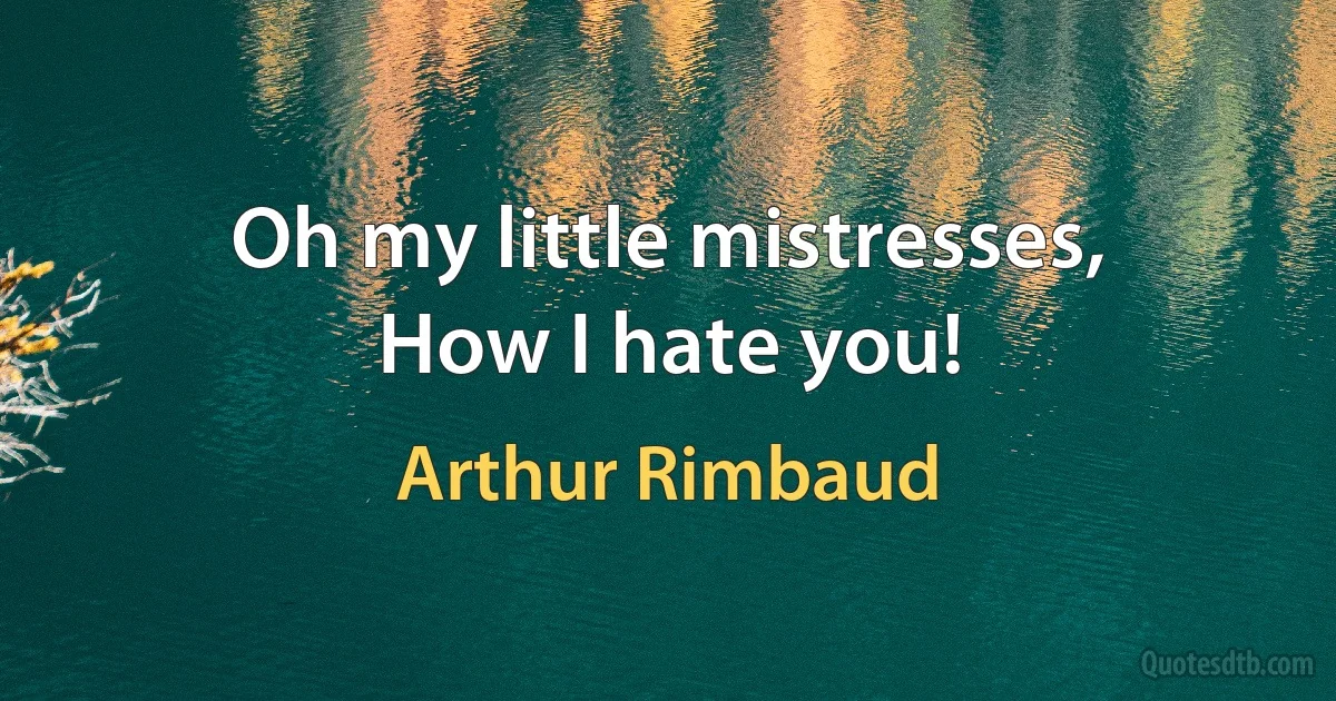 Oh my little mistresses,
How I hate you! (Arthur Rimbaud)