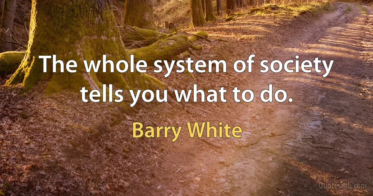 The whole system of society tells you what to do. (Barry White)