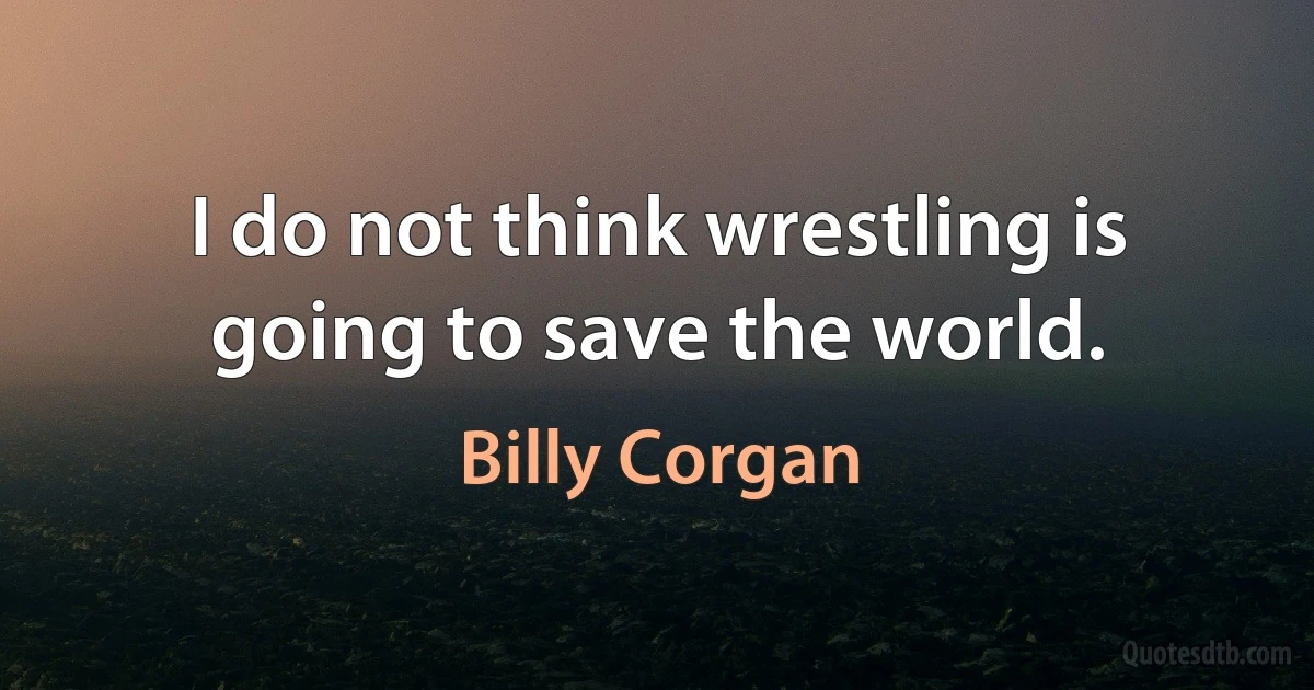 I do not think wrestling is going to save the world. (Billy Corgan)