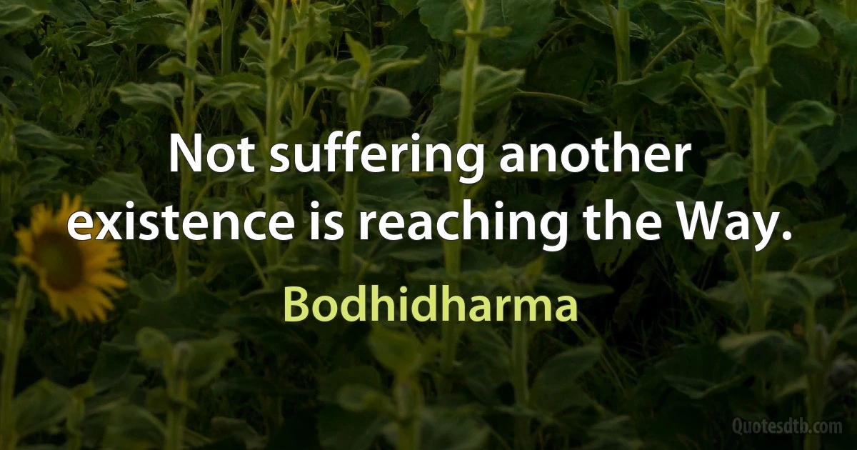 Not suffering another existence is reaching the Way. (Bodhidharma)