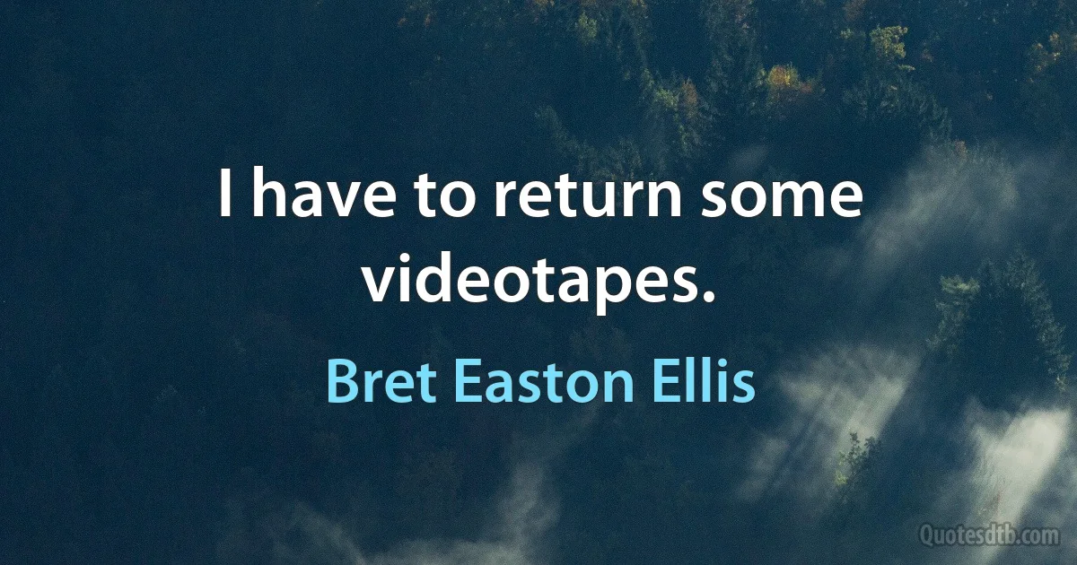 I have to return some videotapes. (Bret Easton Ellis)