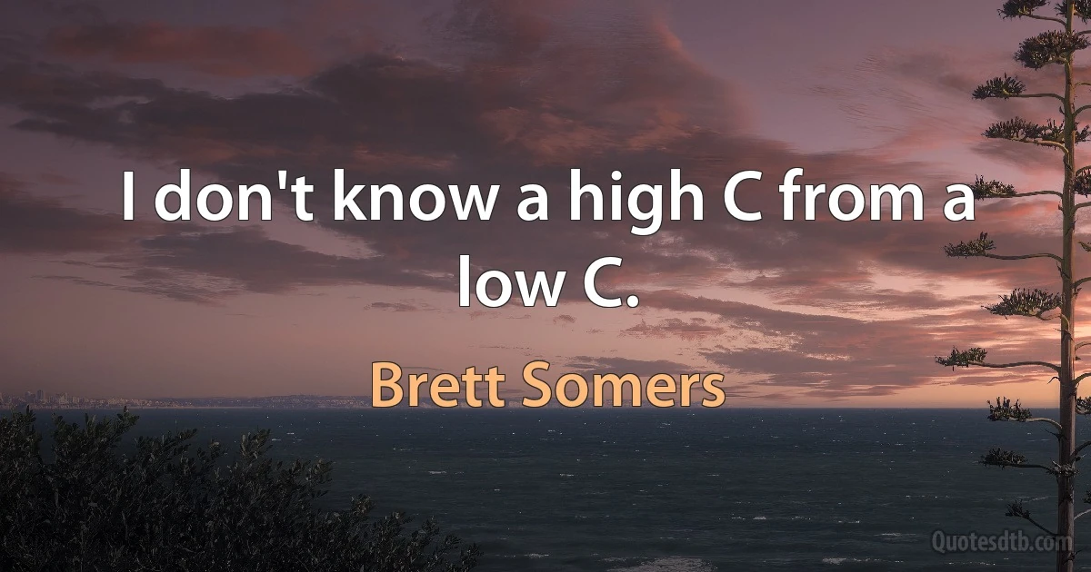 I don't know a high C from a low C. (Brett Somers)