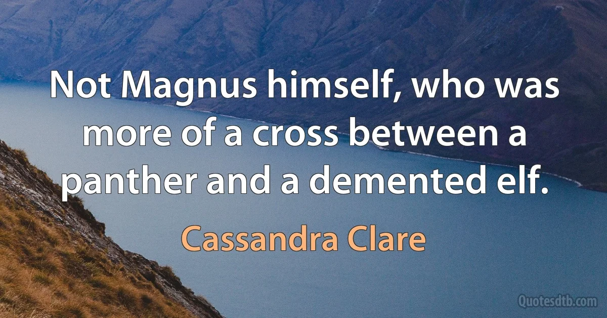 Not Magnus himself, who was more of a cross between a panther and a demented elf. (Cassandra Clare)