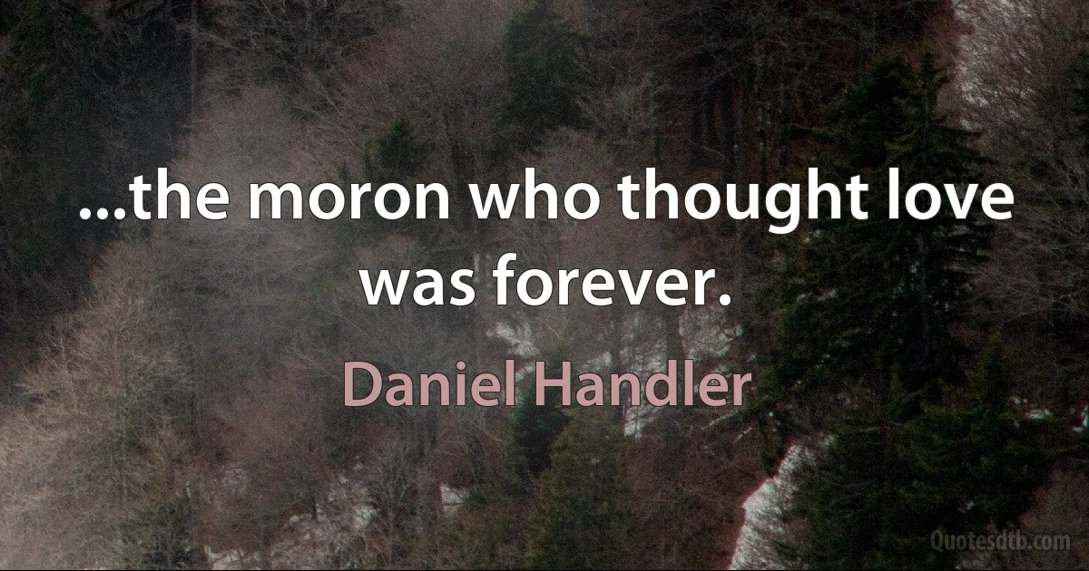 ...the moron who thought love was forever. (Daniel Handler)