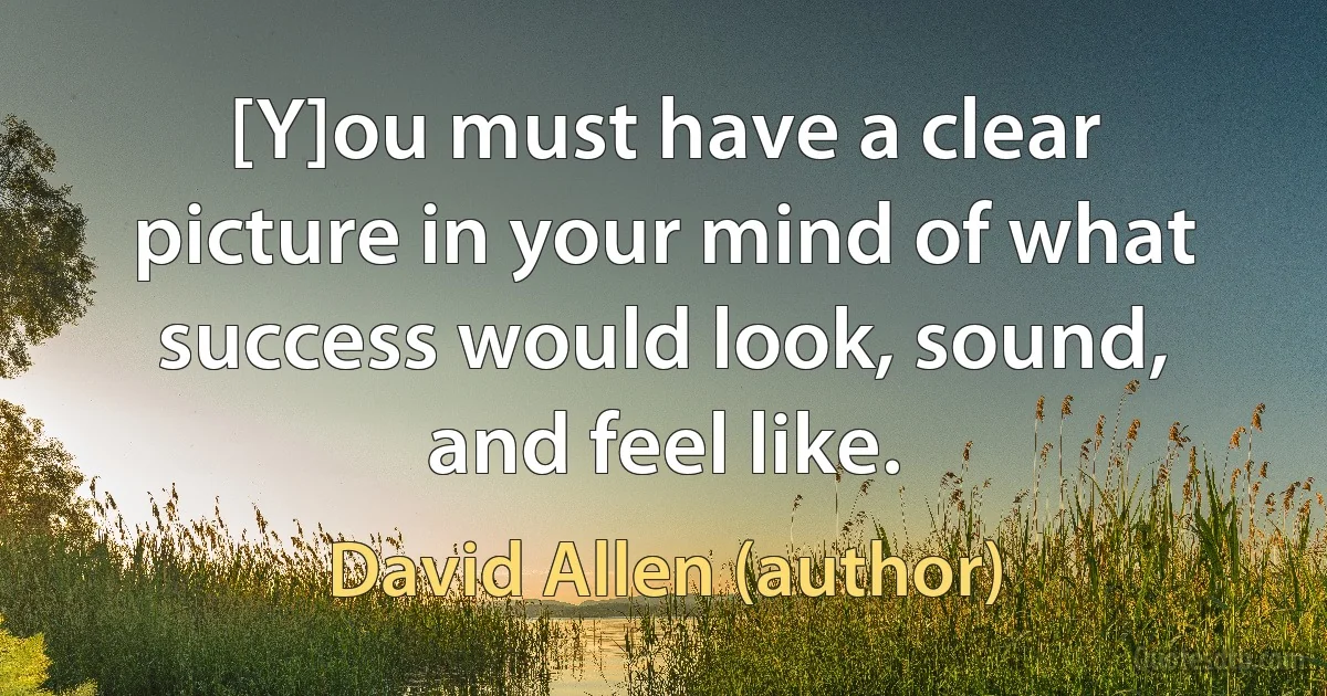 [Y]ou must have a clear picture in your mind of what success would look, sound, and feel like. (David Allen (author))