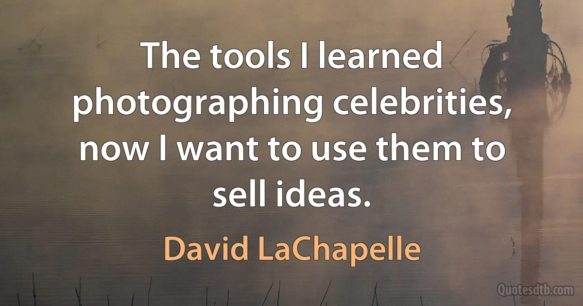 The tools I learned photographing celebrities, now I want to use them to sell ideas. (David LaChapelle)