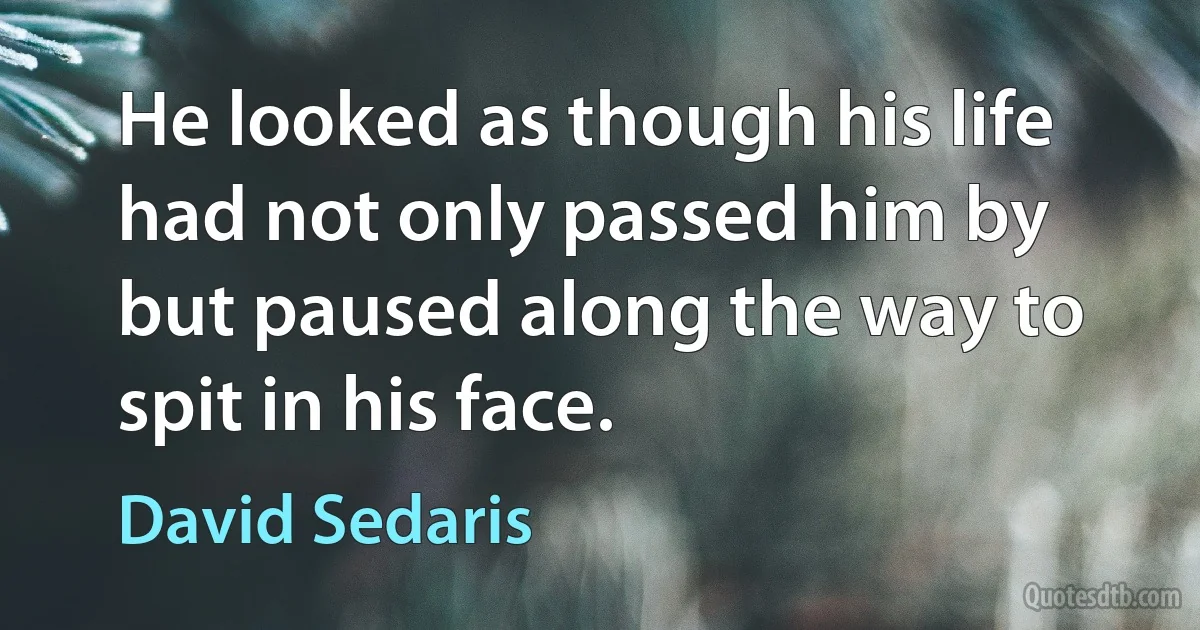 He looked as though his life had not only passed him by but paused along the way to spit in his face. (David Sedaris)