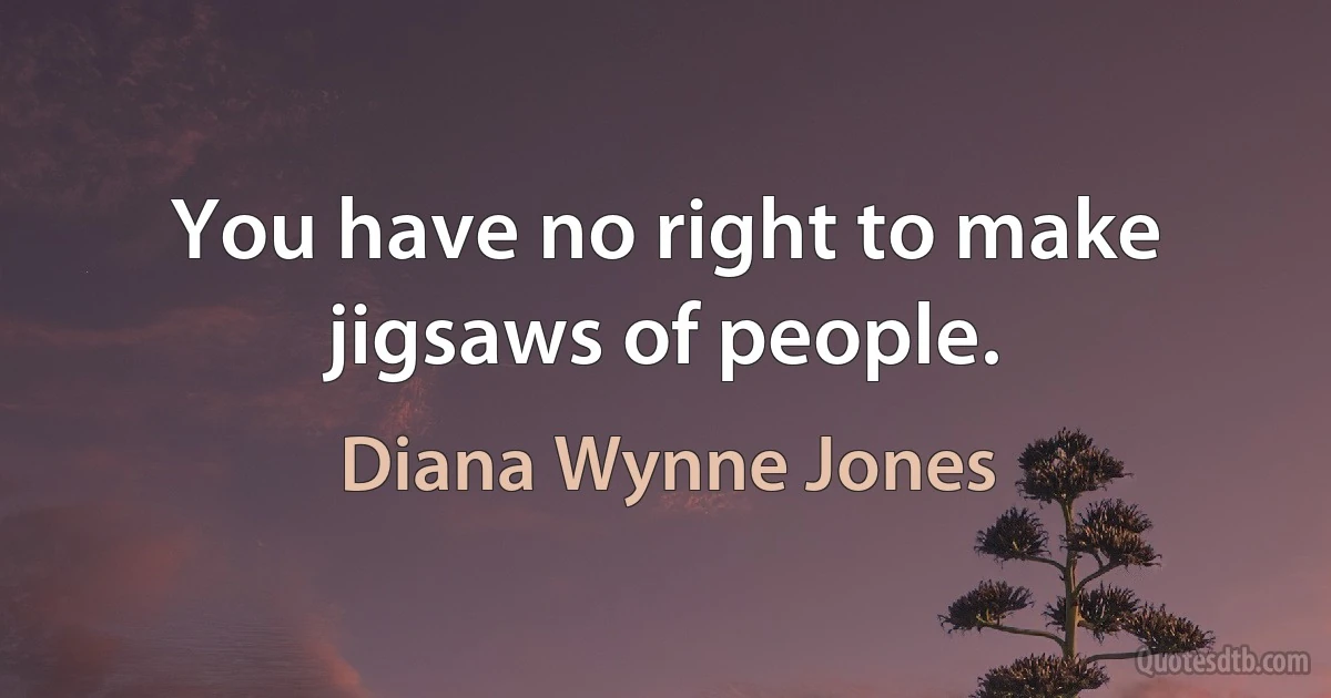 You have no right to make jigsaws of people. (Diana Wynne Jones)