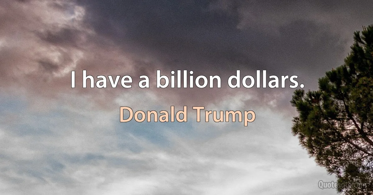 I have a billion dollars. (Donald Trump)