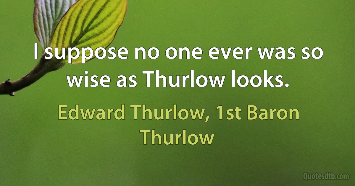 I suppose no one ever was so wise as Thurlow looks. (Edward Thurlow, 1st Baron Thurlow)