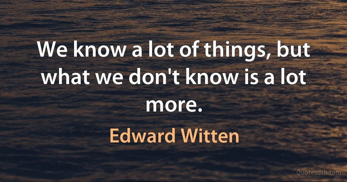 We know a lot of things, but what we don't know is a lot more. (Edward Witten)