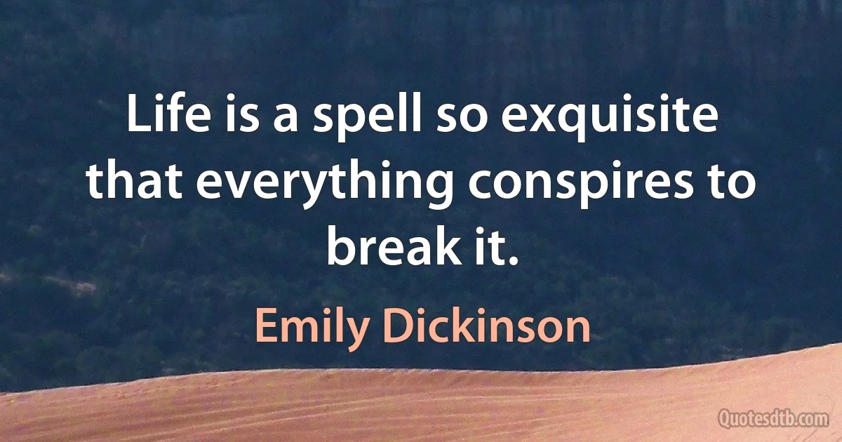 Life is a spell so exquisite that everything conspires to break it. (Emily Dickinson)