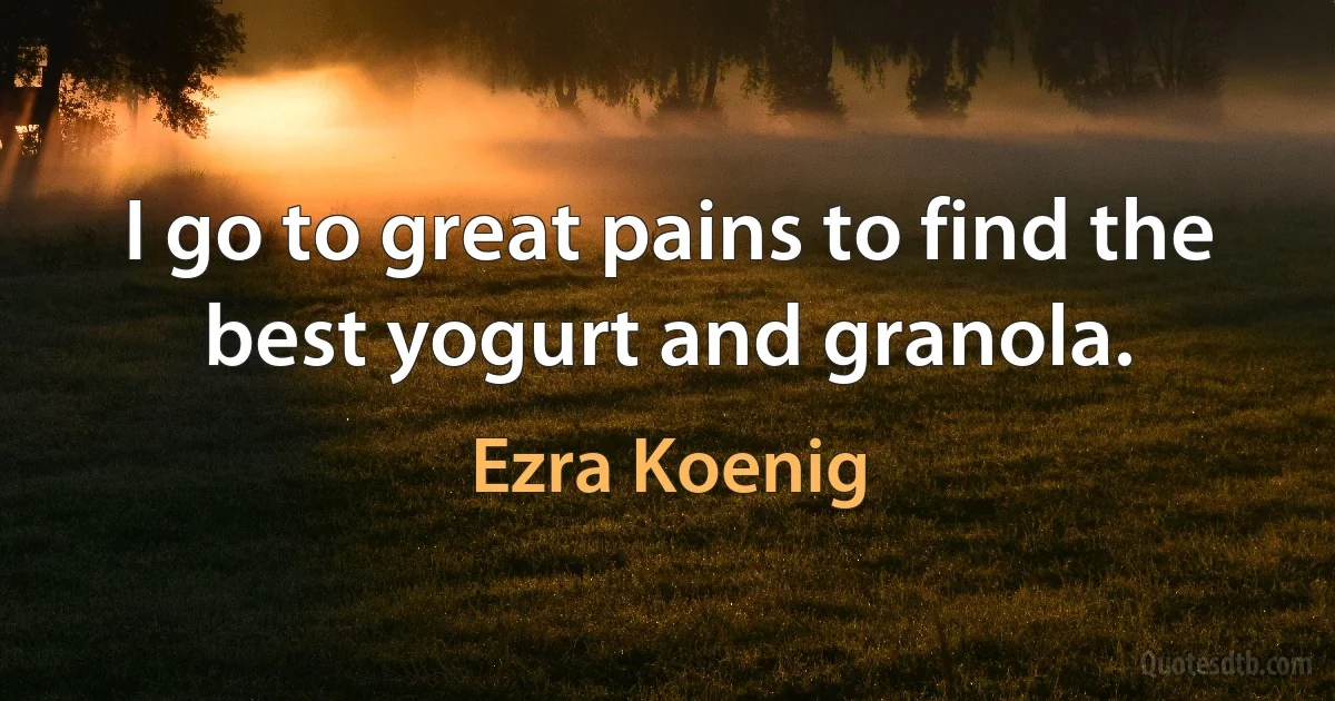 I go to great pains to find the best yogurt and granola. (Ezra Koenig)