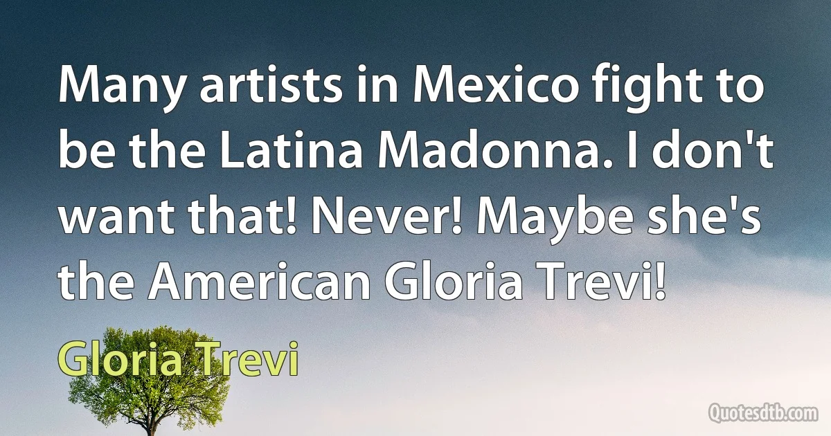 Many artists in Mexico fight to be the Latina Madonna. I don't want that! Never! Maybe she's the American Gloria Trevi! (Gloria Trevi)