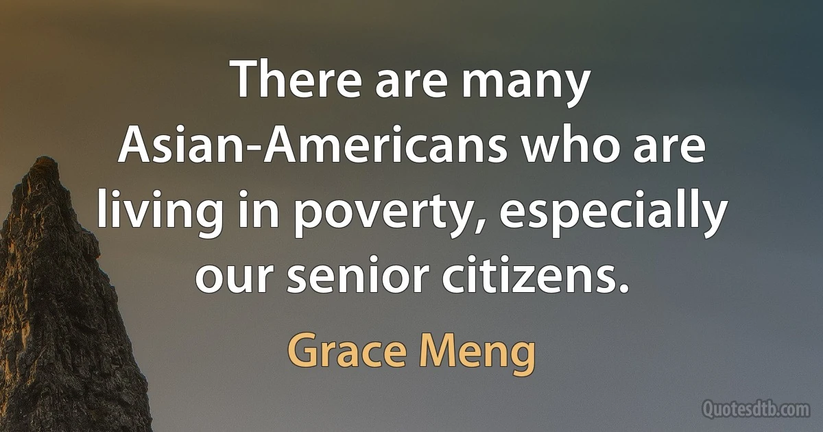 There are many Asian-Americans who are living in poverty, especially our senior citizens. (Grace Meng)