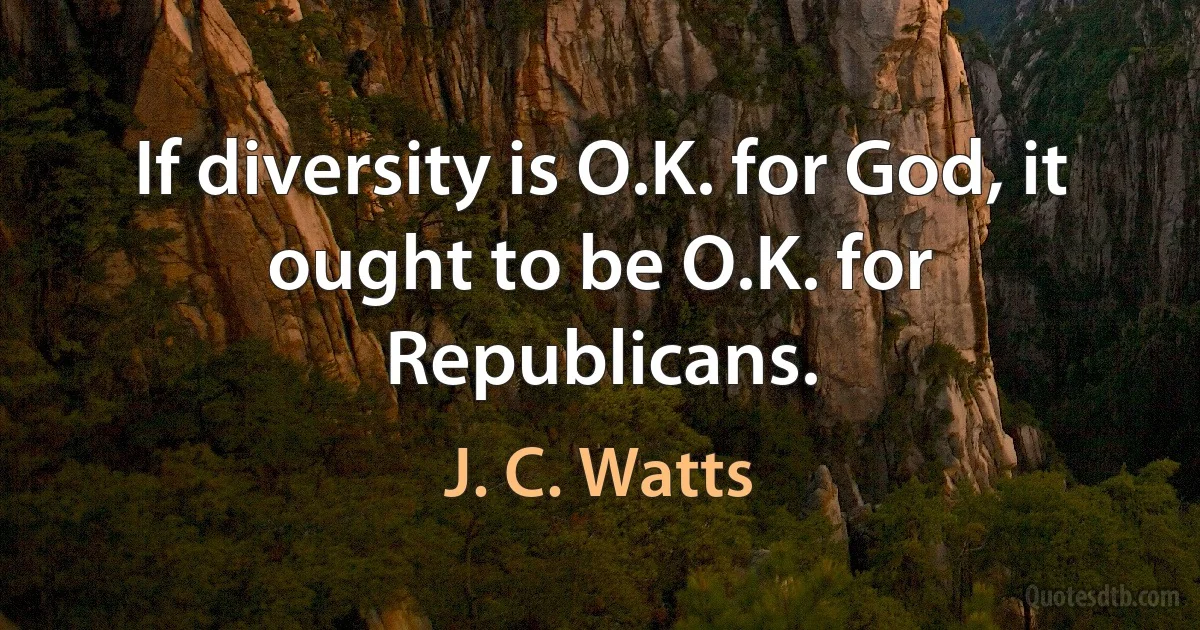 If diversity is O.K. for God, it ought to be O.K. for Republicans. (J. C. Watts)