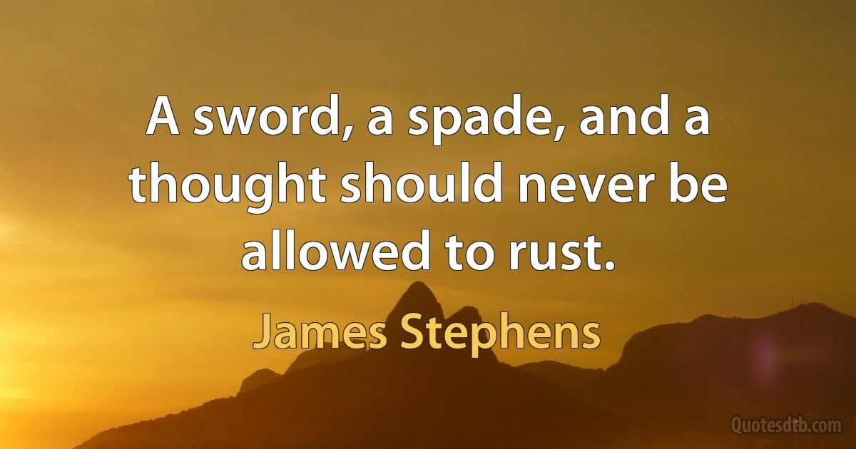 A sword, a spade, and a thought should never be allowed to rust. (James Stephens)