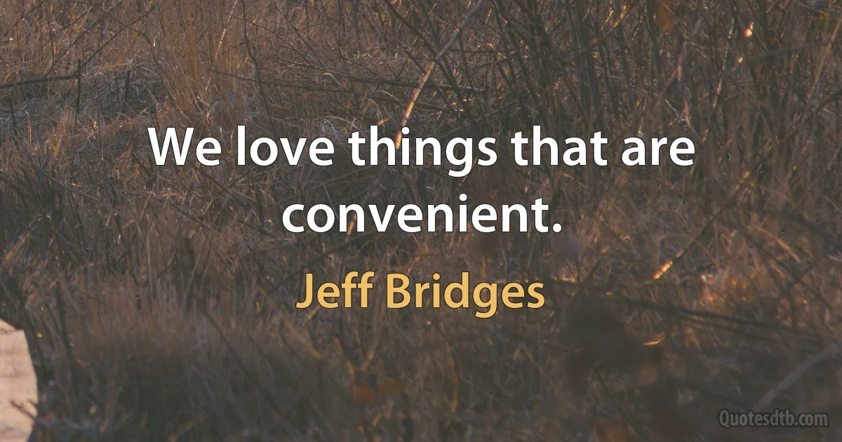 We love things that are convenient. (Jeff Bridges)