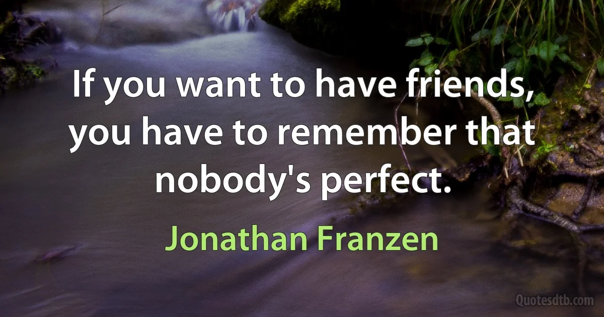 If you want to have friends, you have to remember that nobody's perfect. (Jonathan Franzen)