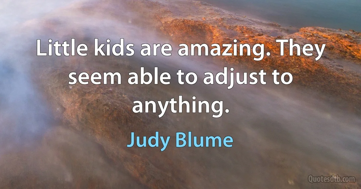 Little kids are amazing. They seem able to adjust to anything. (Judy Blume)