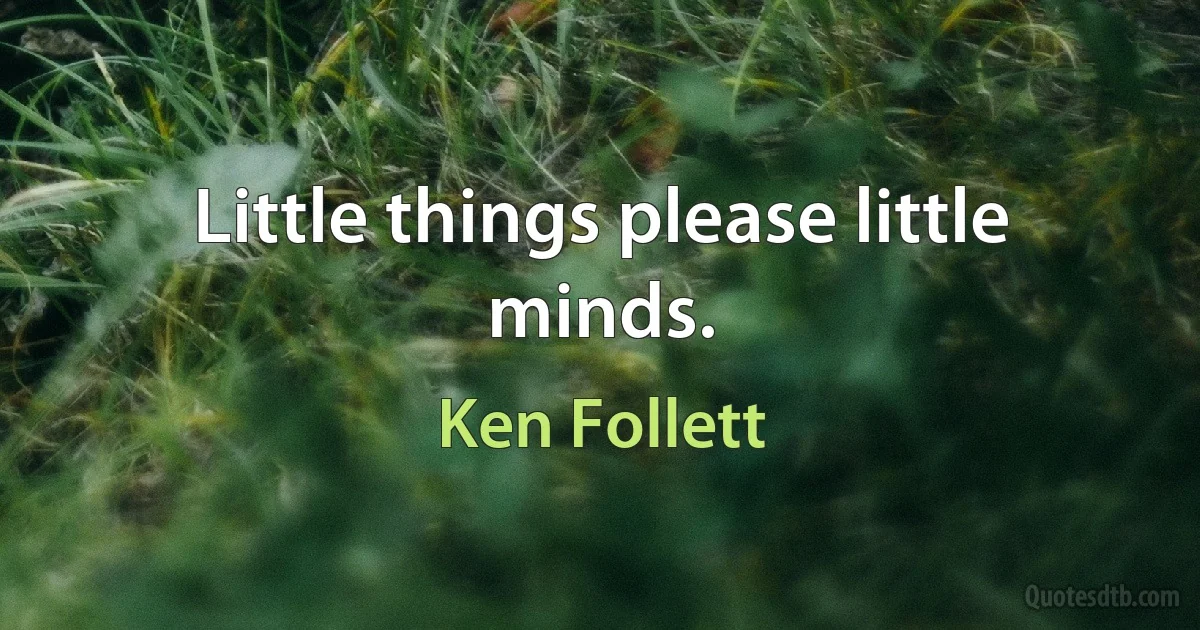 Little things please little minds. (Ken Follett)