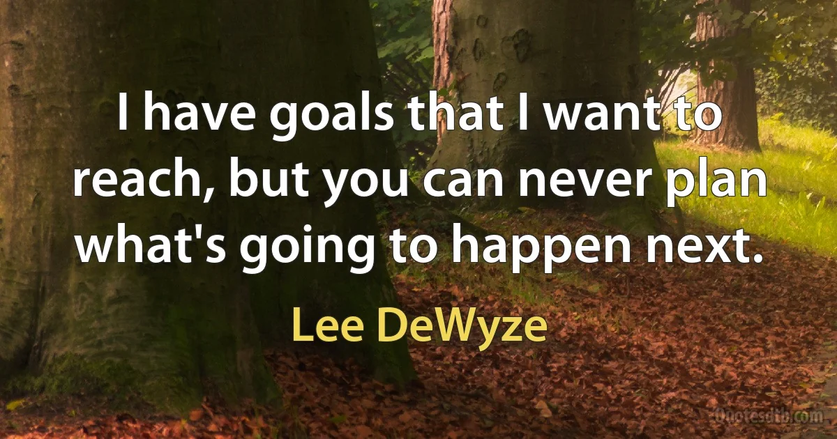 I have goals that I want to reach, but you can never plan what's going to happen next. (Lee DeWyze)