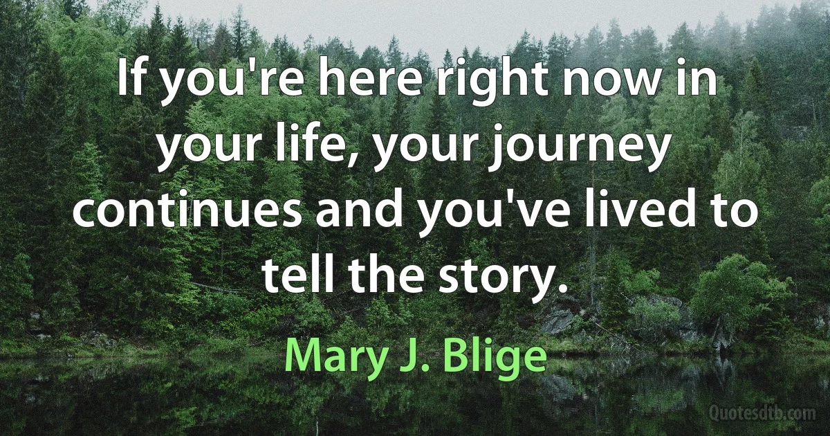 If you're here right now in your life, your journey continues and you've lived to tell the story. (Mary J. Blige)