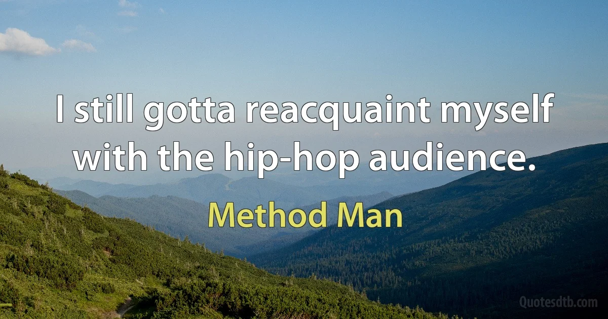 I still gotta reacquaint myself with the hip-hop audience. (Method Man)