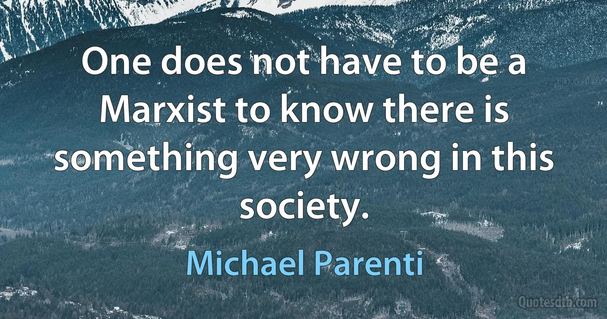 One does not have to be a Marxist to know there is something very wrong in this society. (Michael Parenti)