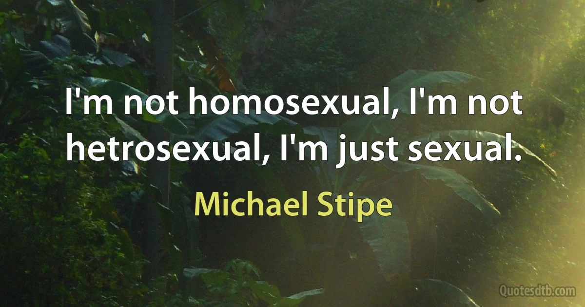 I'm not homosexual, I'm not hetrosexual, I'm just sexual. (Michael Stipe)