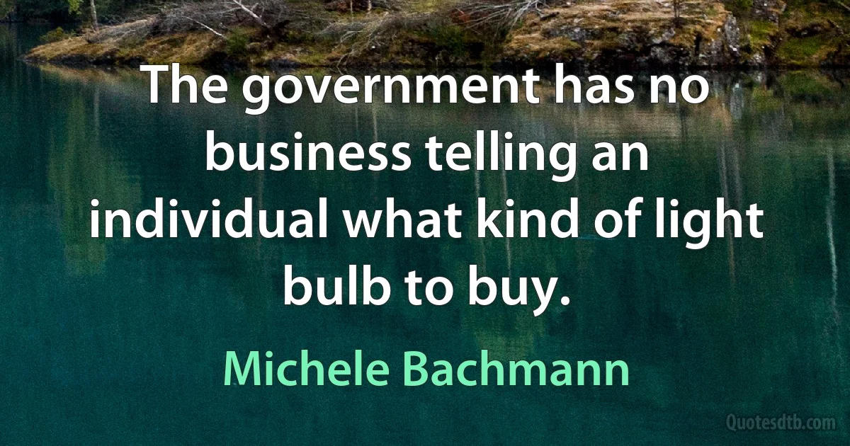 The government has no business telling an individual what kind of light bulb to buy. (Michele Bachmann)