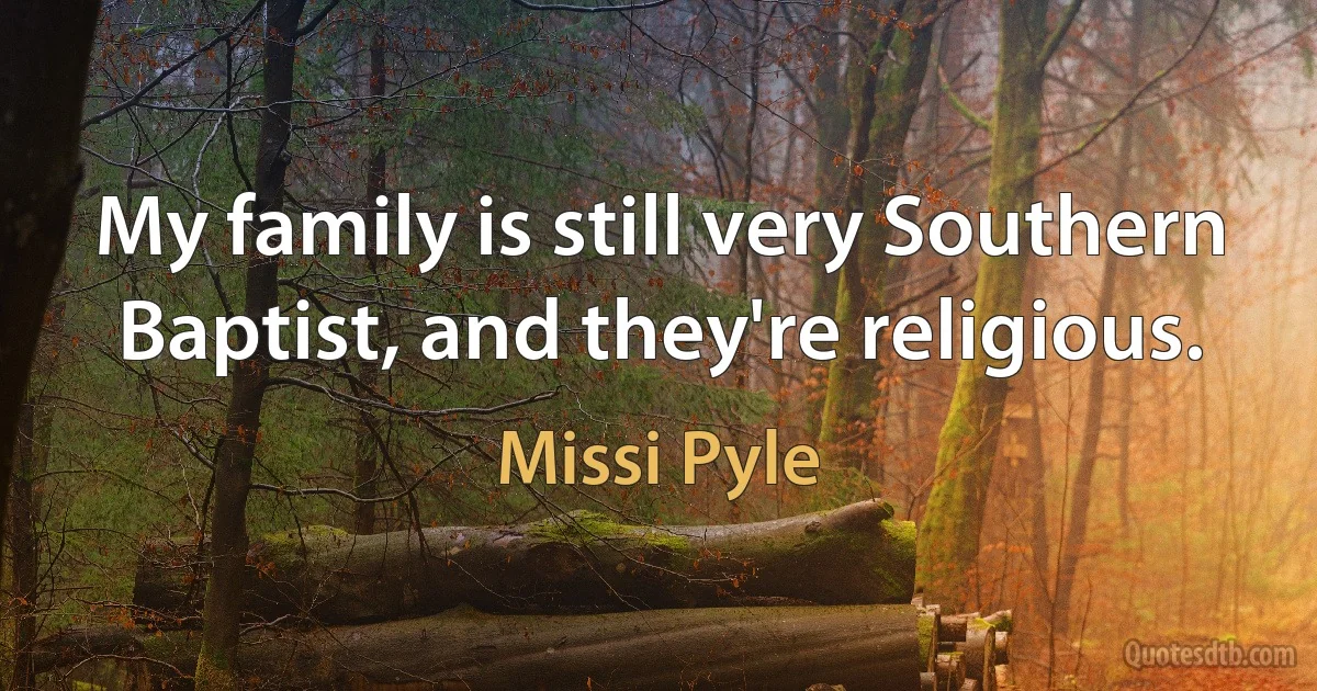 My family is still very Southern Baptist, and they're religious. (Missi Pyle)