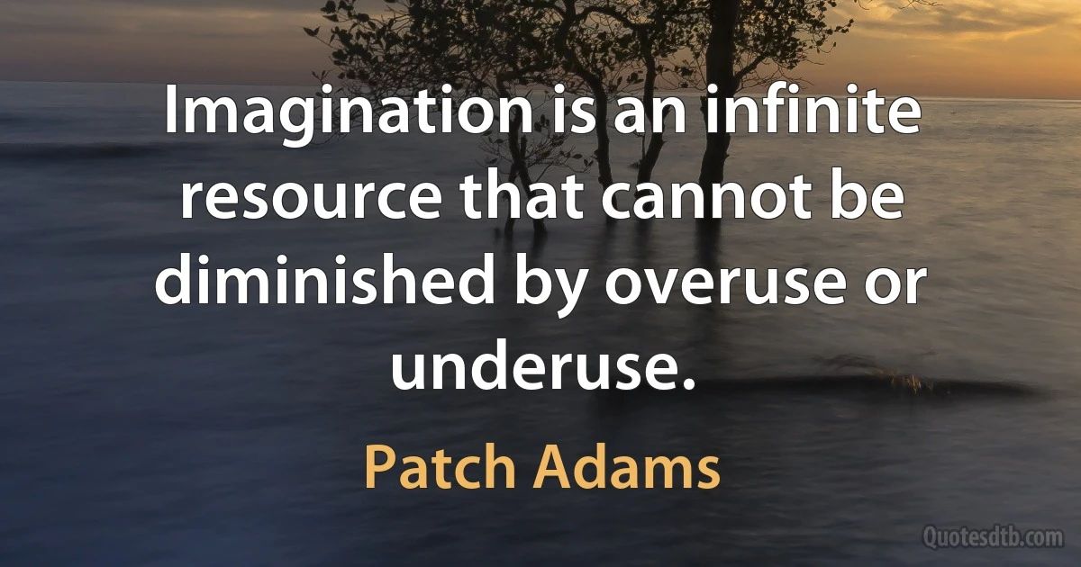 Imagination is an infinite resource that cannot be diminished by overuse or underuse. (Patch Adams)