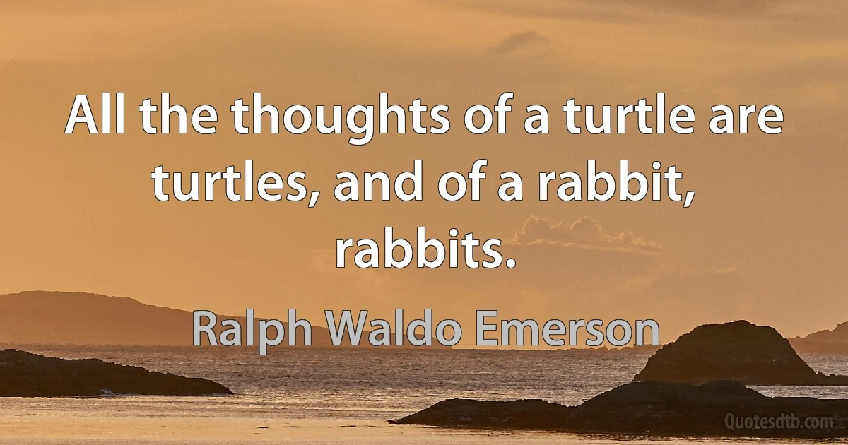 All the thoughts of a turtle are turtles, and of a rabbit, rabbits. (Ralph Waldo Emerson)