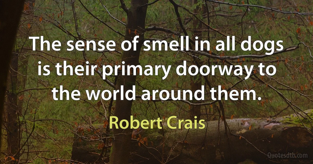 The sense of smell in all dogs is their primary doorway to the world around them. (Robert Crais)