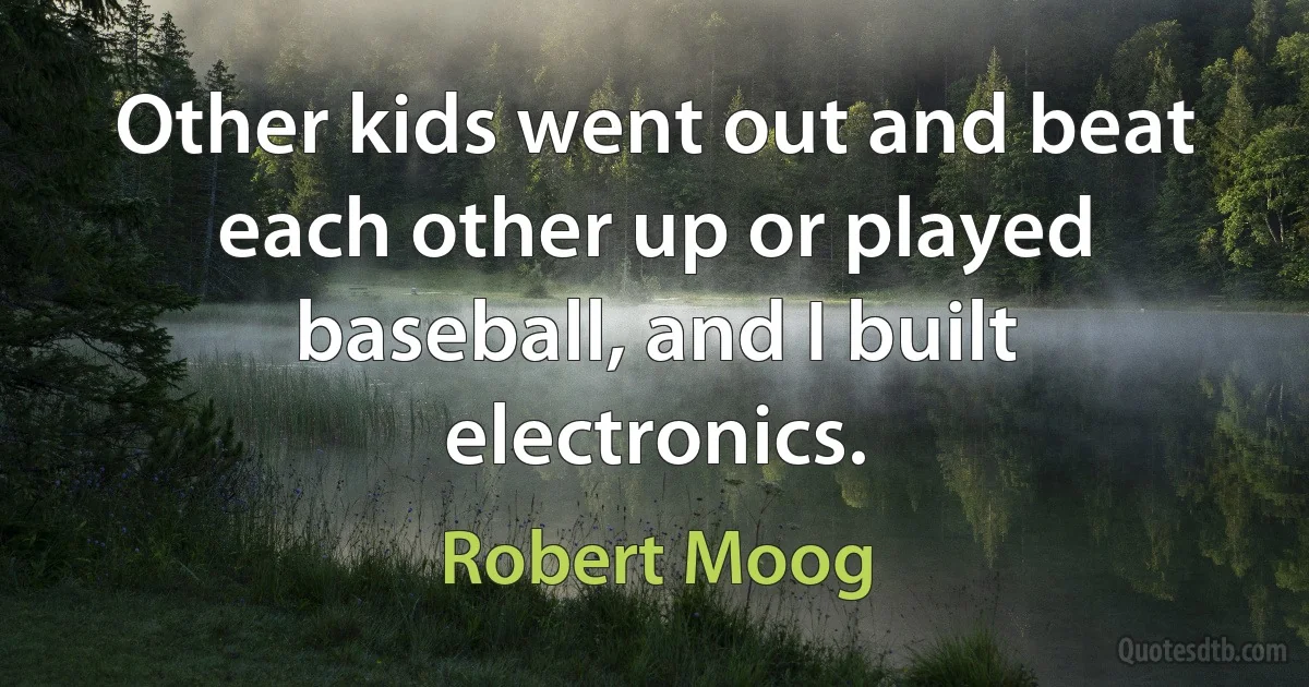 Other kids went out and beat each other up or played baseball, and I built electronics. (Robert Moog)