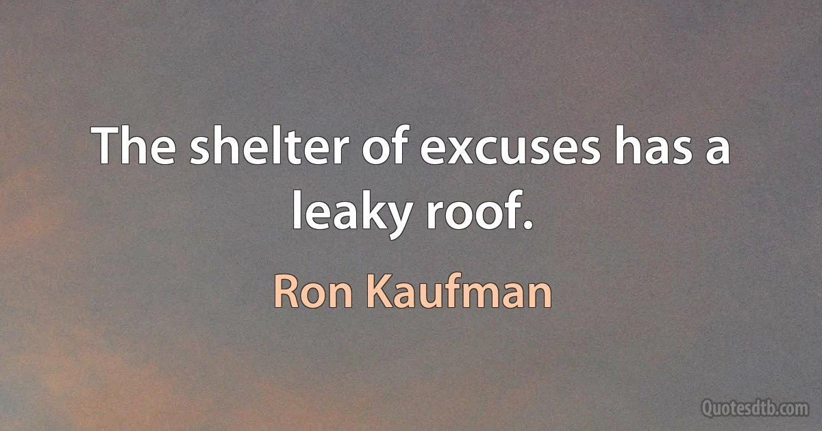 The shelter of excuses has a leaky roof. (Ron Kaufman)