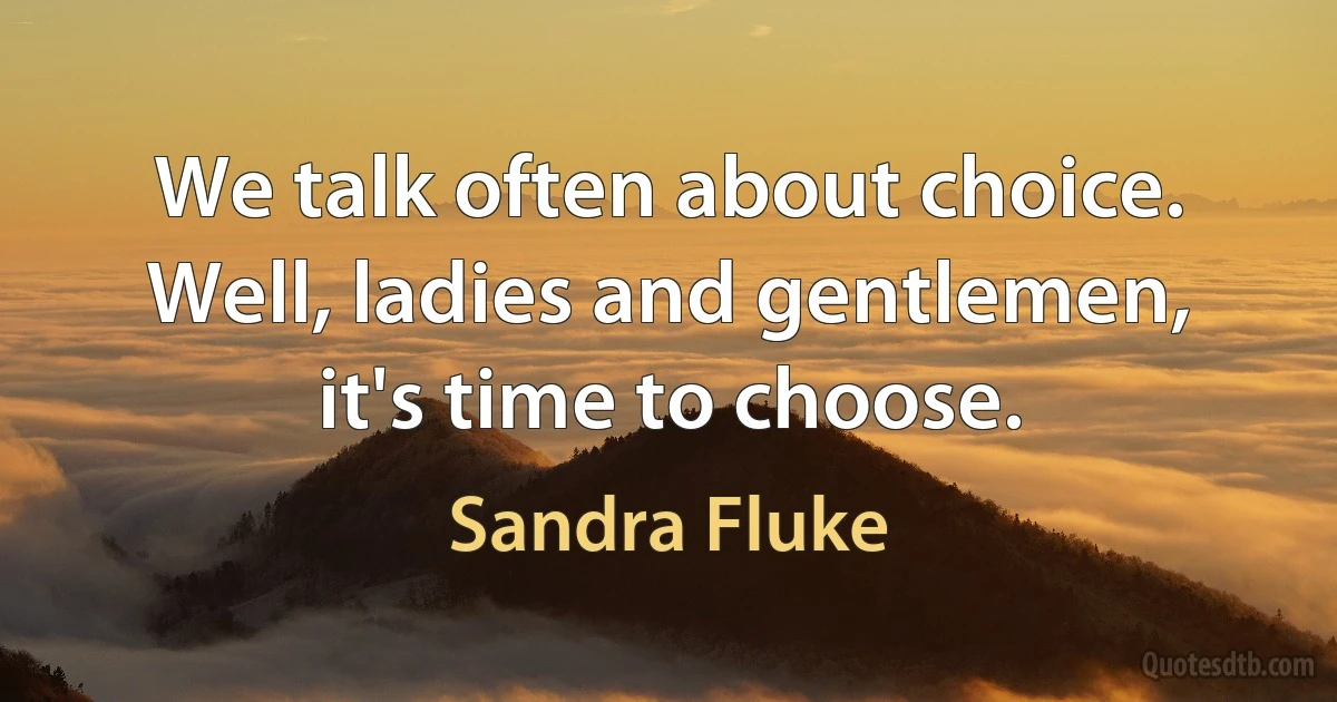 We talk often about choice. Well, ladies and gentlemen, it's time to choose. (Sandra Fluke)