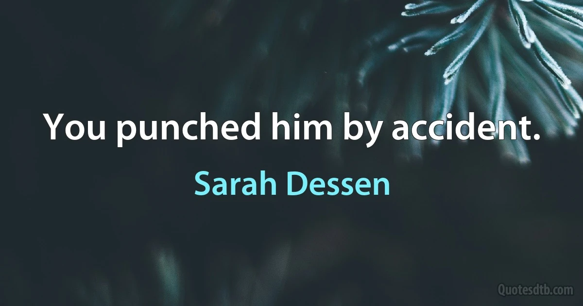 You punched him by accident. (Sarah Dessen)