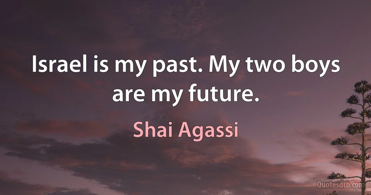 Israel is my past. My two boys are my future. (Shai Agassi)